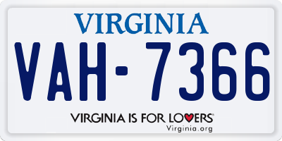 VA license plate VAH7366