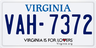 VA license plate VAH7372