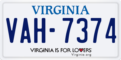 VA license plate VAH7374