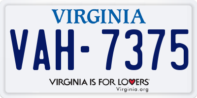 VA license plate VAH7375