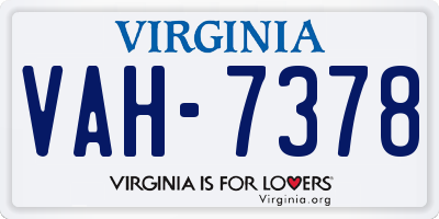 VA license plate VAH7378