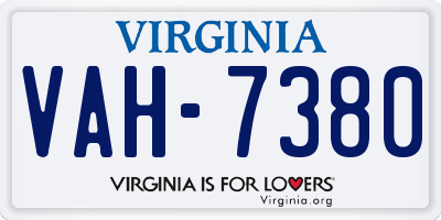 VA license plate VAH7380