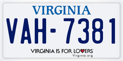 VA license plate VAH7381