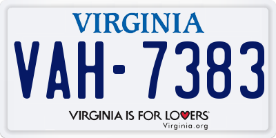 VA license plate VAH7383