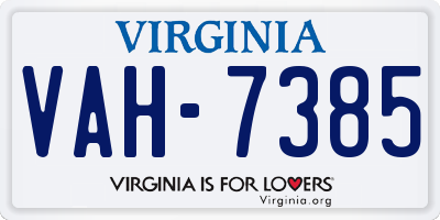 VA license plate VAH7385