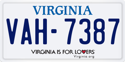 VA license plate VAH7387