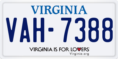 VA license plate VAH7388
