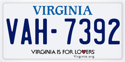 VA license plate VAH7392