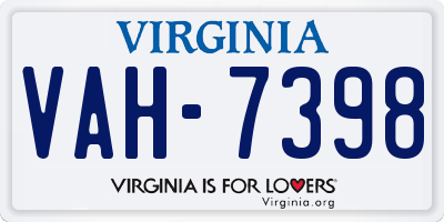VA license plate VAH7398
