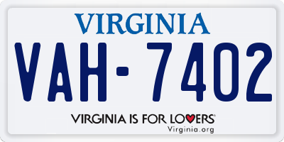 VA license plate VAH7402