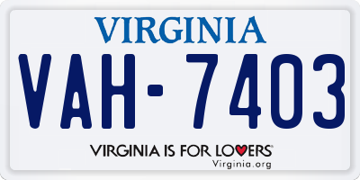 VA license plate VAH7403