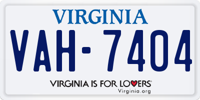 VA license plate VAH7404