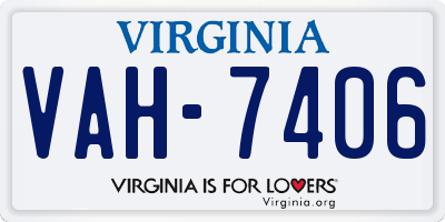 VA license plate VAH7406