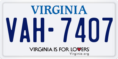 VA license plate VAH7407