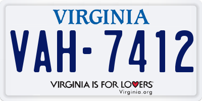 VA license plate VAH7412