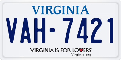 VA license plate VAH7421