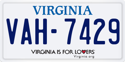 VA license plate VAH7429