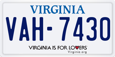 VA license plate VAH7430