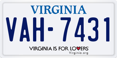 VA license plate VAH7431