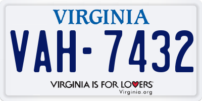 VA license plate VAH7432