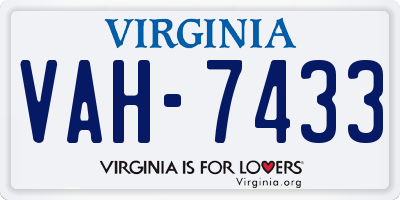 VA license plate VAH7433