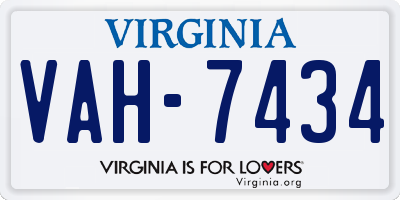 VA license plate VAH7434