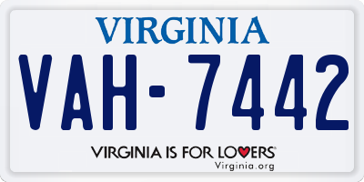 VA license plate VAH7442