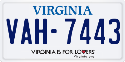 VA license plate VAH7443