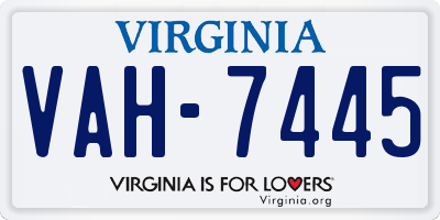 VA license plate VAH7445