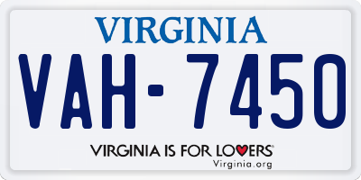 VA license plate VAH7450