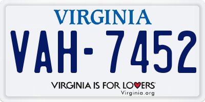 VA license plate VAH7452