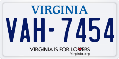 VA license plate VAH7454