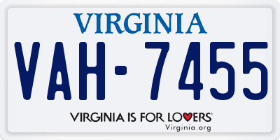 VA license plate VAH7455