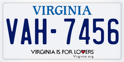 VA license plate VAH7456