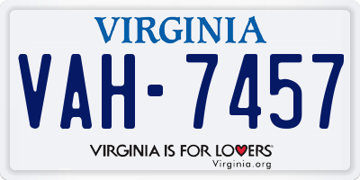 VA license plate VAH7457
