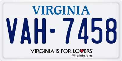 VA license plate VAH7458