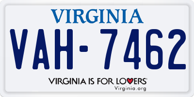 VA license plate VAH7462