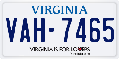 VA license plate VAH7465