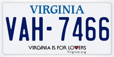 VA license plate VAH7466
