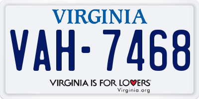 VA license plate VAH7468