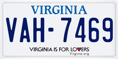 VA license plate VAH7469