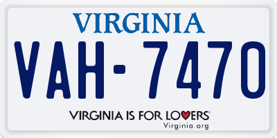 VA license plate VAH7470
