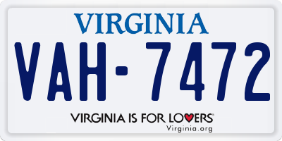 VA license plate VAH7472