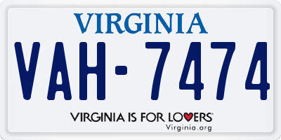 VA license plate VAH7474