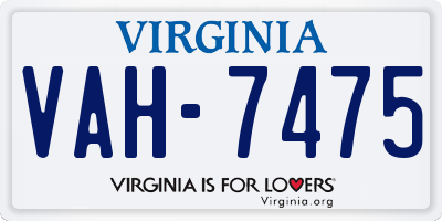 VA license plate VAH7475