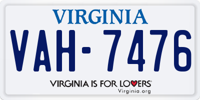 VA license plate VAH7476