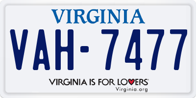 VA license plate VAH7477