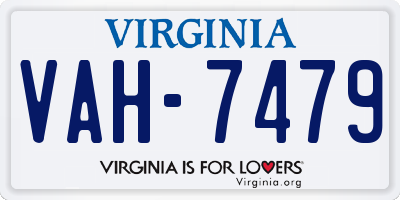 VA license plate VAH7479