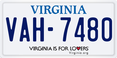 VA license plate VAH7480