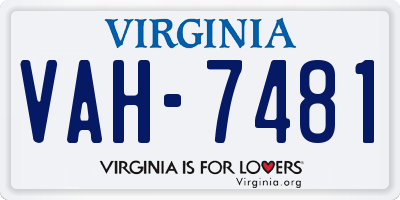 VA license plate VAH7481